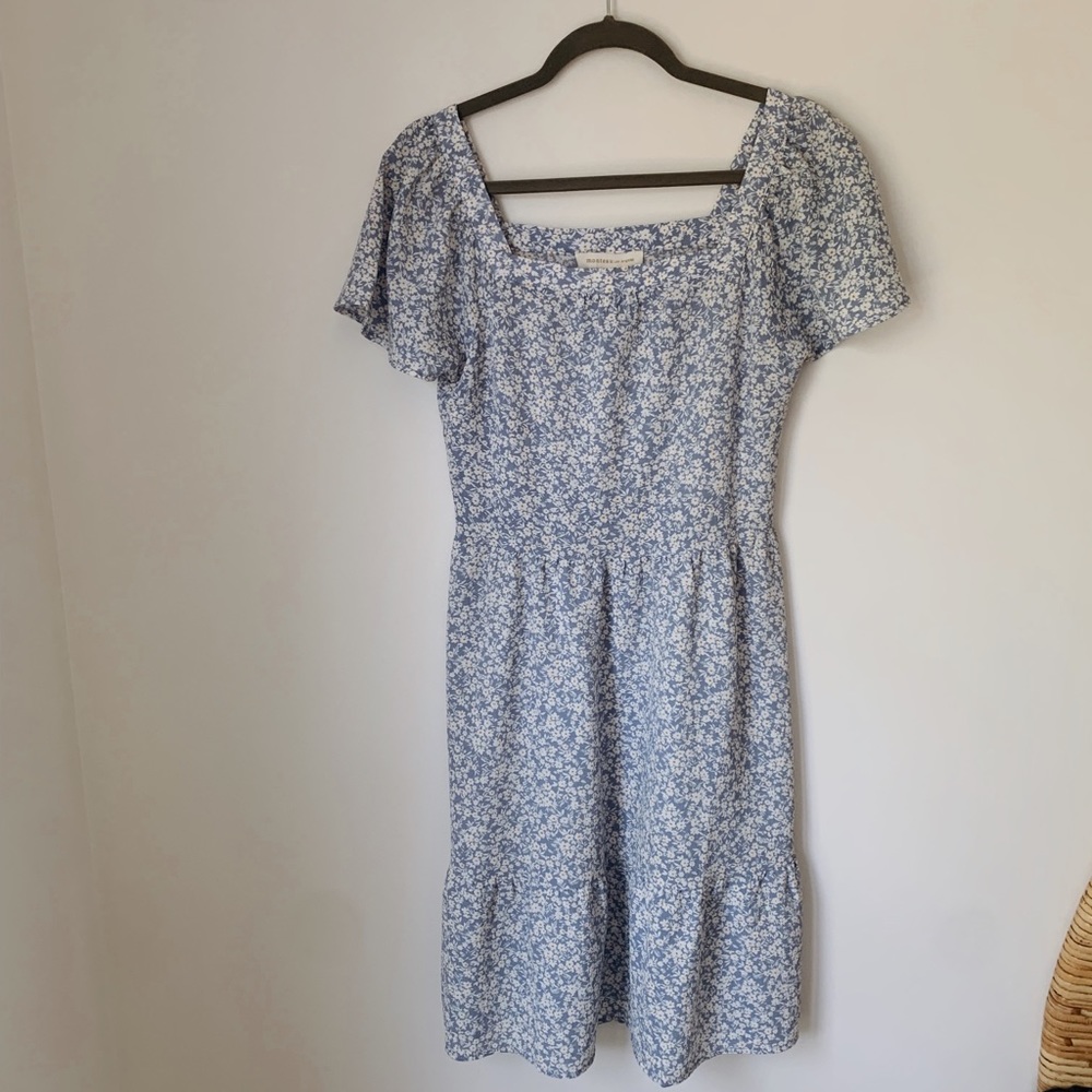 Blue dress with white flower print